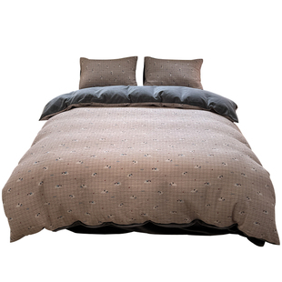 冬季加厚全棉华夫格牛奶绒床上四件套纯棉加绒被套床品床单三件套