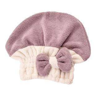 干发帽可爱珊瑚绒蝴蝶结浴帽包头巾干发巾加厚吸水速干成人通用款