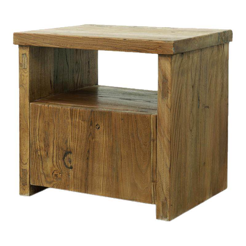 古朴年代实木床头柜自然风化原木