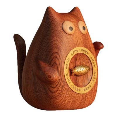 《转运神喵》高档实木桌面摆件