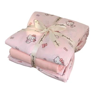 粉KT母婴级A类全棉双层纱四件套