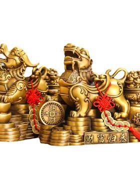 黄铜貔貅一对招财摆件工艺品礼品