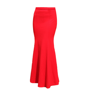 春冬新品本命年大红色气质一步花瓣鱼尾裙超长拖地及踝修身高个子