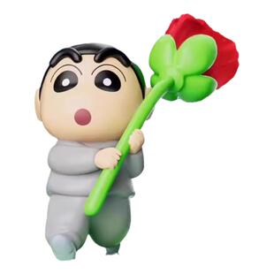 现货蜡笔小新盲盒永生花花花世界手办公仔男女生可爱生日礼物摆件