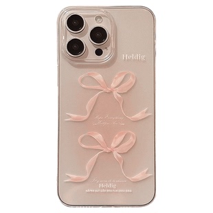 Sweet pink bowknot clear case适用iphone 11 12 13 14 15 16 plus 17 pro max XR XS MAX 7 8 PLUS