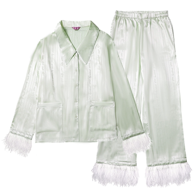 elfu鸵鸟毛睡衣女法式