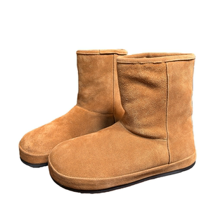 真皮豹纹雪地靴女加绒保暖棉靴2025冬季新款磨砂皮厚底短靴大棉鞋