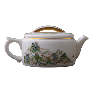 徐建勇文创陶瓷白瓷羊脂玉茶壶冰种玉瓷茶具高档自用送礼带礼盒