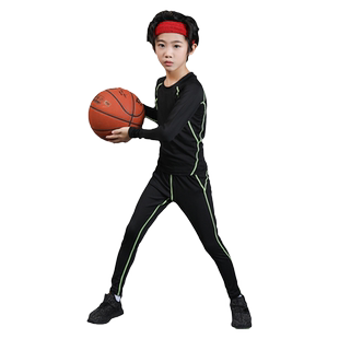 儿童篮球服紧身衣训练服速干衣男女童秋冬足球内搭运动健身服套装