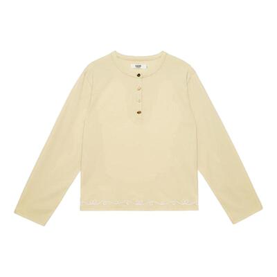 LLANO亨利领盘花长袖T恤复古