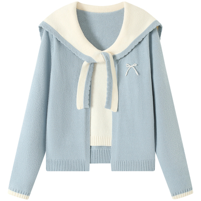 慕兔学院风海军领针织衫