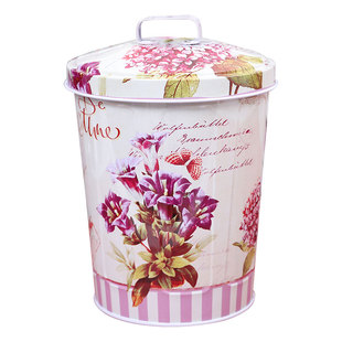 桌面收纳盒铁盒子零食糖果储物筒带盖大号圆形饼干收纳桶家用铁罐