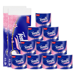 Tempo得宝卷纸有芯卷筒纸无香厕所纸厕纸擦手纸4层160g卫生纸批发
