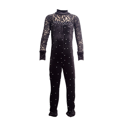 福诺7色选儿童成人花样滑冰服长袖连体表演skating 蕾丝丝绒烫钻2