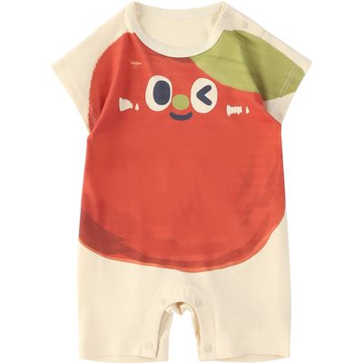 婴儿背心连体衣艾草冰氧棉凉感