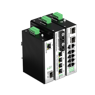 阿卡斯 工业级千兆光纤收发器1光1电2电4电8电SFP光口SC口单模单纤光电转换器5口8口导轨式工业级交换机