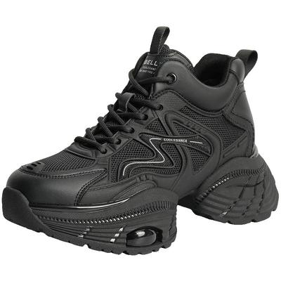 百丽厚底高帮老爹鞋子加绒新款复古运动休闲鞋板鞋女款B9K1DDM4