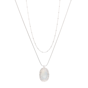 SOFT ROOM蕾丝天然玉髓双链长项链配饰女礼物小众设计高级毛衣链