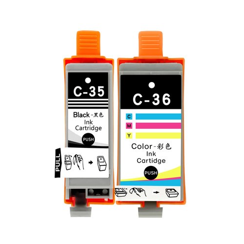 【顺丰】适用canon佳能ip100 ip110墨盒TR150便携式打印机墨盒PGI-35bk黑色彩色CLI-36C带升级芯片非原装墨水