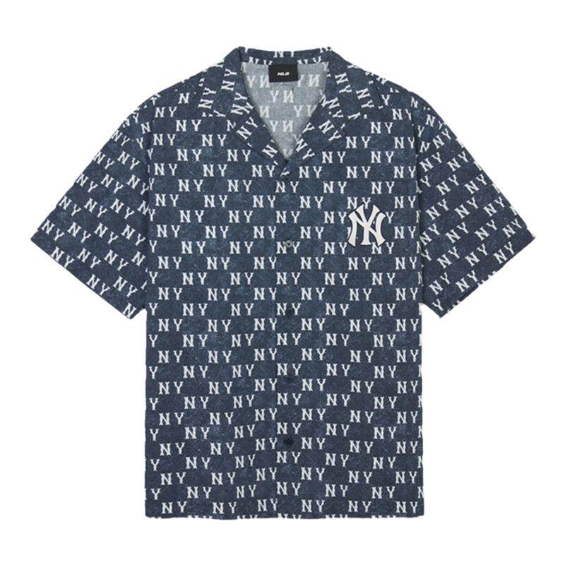MLB男女同款复古老花衬衫短袖
