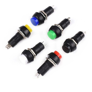 PBS-11A/B按键开关按钮圆形小型机械无锁自锁开关12mm 多色带线