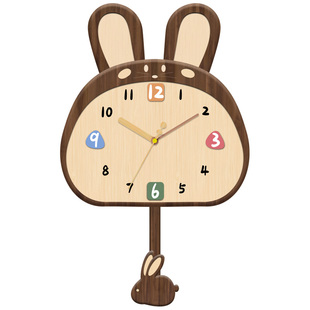 创意兔子挂钟家用时钟挂墙新款电子万年历石英钟静音挂表客厅钟表