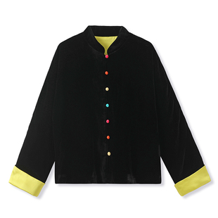 新款新中式高端糖豆盘扣设计丝绒高级简约气质中国风外套女 M9132