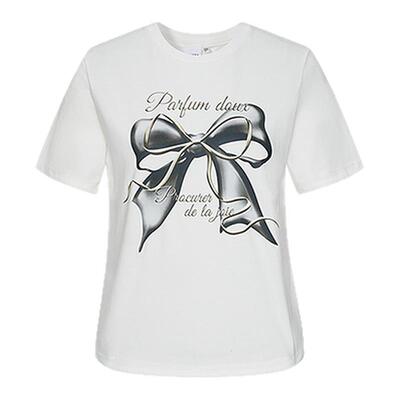 MOUSSY早秋休闲风大蝴蝶结印花圆领短袖T恤028IAA90-0731