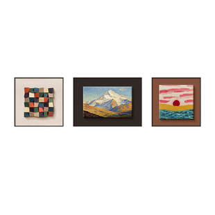 2026新款客厅沙发背景墙装饰画中古风三联画金山艺术壁画立体挂画