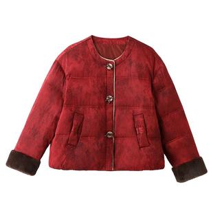新中式国风羽绒服女短款2025冬季新款超好看加厚保暖红色外套气质