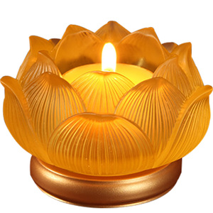 台湾七彩琉璃酥油灯座蜡烛台供佛灯莲花灯纯铜长明灯架供灯佛灯