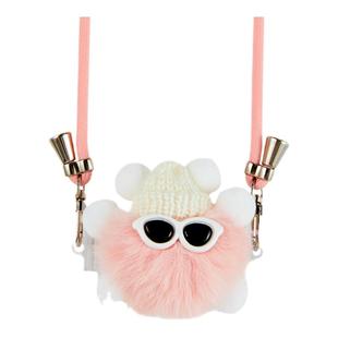 迪加尼小怪兽手机背夹斜挎可背通用带挂绳新款可爱挂脖高级背带可拆卸毛绒防丢手机链挂绳带子可调节女高端