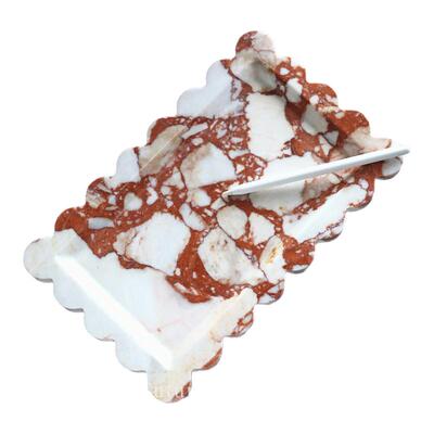 简约天然红色大理石轻奢托盘蜡烛罐香薰托盘浴室收纳置物盘果盘