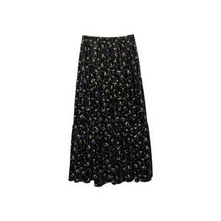 回头率爆表！丝绒百褶小碎花半身裙女2025秋冬新款气质高腰中长裙