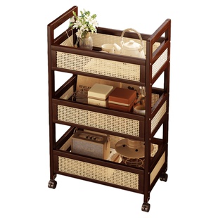 小推车置物架客厅可移动零食杂物收纳架复古家用多层空间利用神器