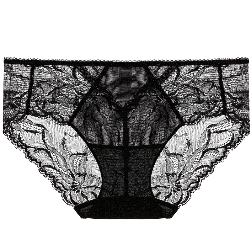 兰卡文夏日芬芳系列中腰三角裤内裤女性感高级感蕾丝花边LC22UH1