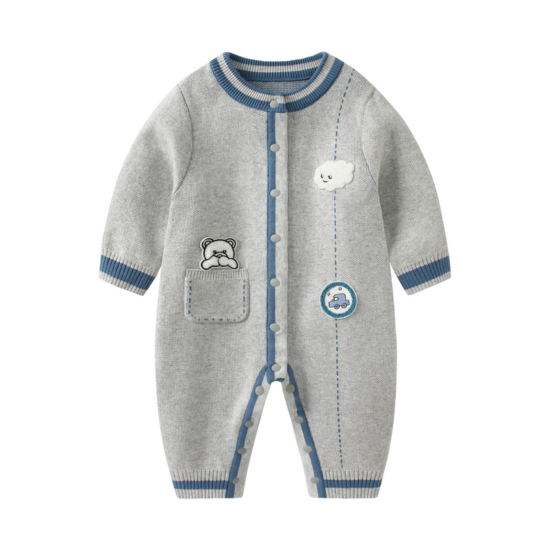 婴儿衣服秋装2026连体衣宝宝秋冬毛衣针织哈衣小月龄满月服爬服男