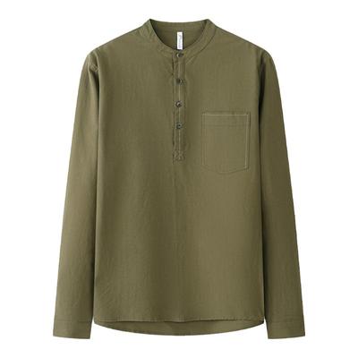 瑞莱夫亨利领长袖休闲衬衫