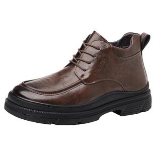 木林森棉鞋男冬季休闲加绒加厚皮鞋中高帮东北马丁工装爸爸雪地靴