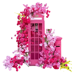 网红打卡复古电话亭仿真花摆件道具七夕道具装饰橱窗造景装饰道具