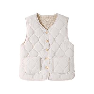 真维斯摇粒绒羊羔绒马甲女2025新款冬季两面穿保暖内搭外穿背心W