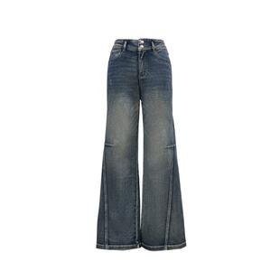 绫致ONLY2025春夏天丝复古高腰宽松微喇裤长裤牛仔裤女时尚潮