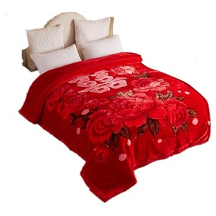 正品毛毯拉舍尔毯子12斤加厚双层冬季盖毯双人结婚礼盒红珊瑚绒毯