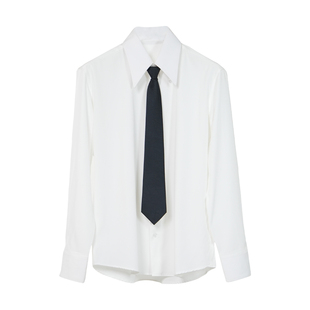 VE2 四季基础款八字尖领免烫抗皱白衬衫加免打领带长袖西装衬衣