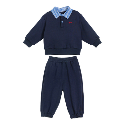 小O爸男婴童 宝宝秋季卫衣套装POLO领婴儿假两件长袖运动秋装