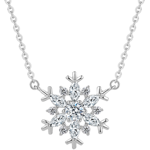 周六福雪花项链吊坠S925银梦幻唯美浪漫锁骨链送女友节日礼物