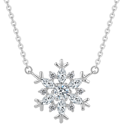 周六福雪花项链吊坠S925银梦幻唯美浪漫锁骨链送女友新年礼物