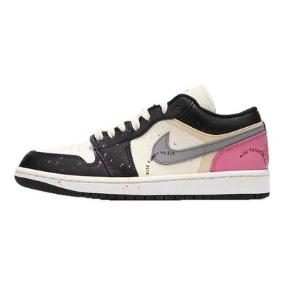 球鞋定制Nike耐克 Air Jordan Y2K千禧风黑粉熊猫线条字做旧泼墨