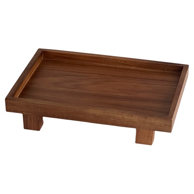 复古胡桃木长方形高脚收纳盘
