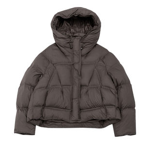 KNgs 冬季复古风设计感宽松90白鸭绒纯色连帽短款面包服羽绒服女